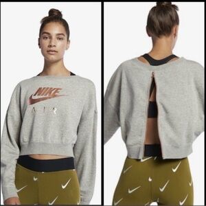 NWT Nike Air Rally Crew, Gray w/Rose Gold Metallic Logo & Back Zipper, Small